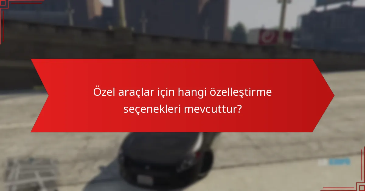 Özel araçlar için hangi özelleştirme seçenekleri mevcuttur?